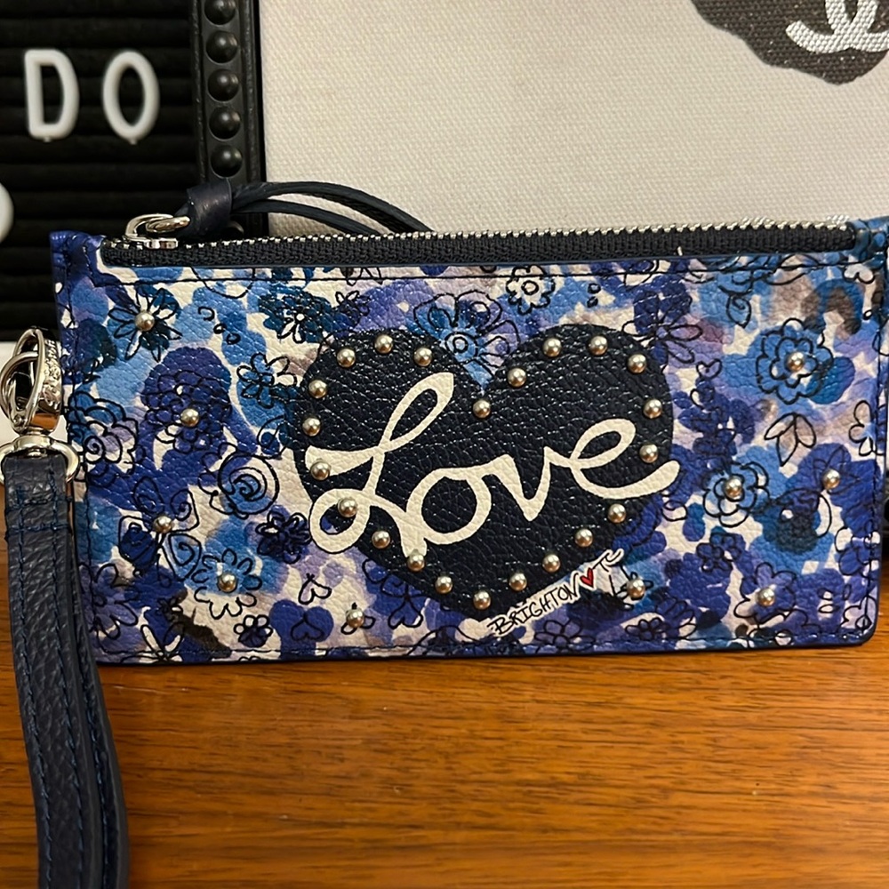 Brighton Blue Floral 'Love' Wristlet Crossbody